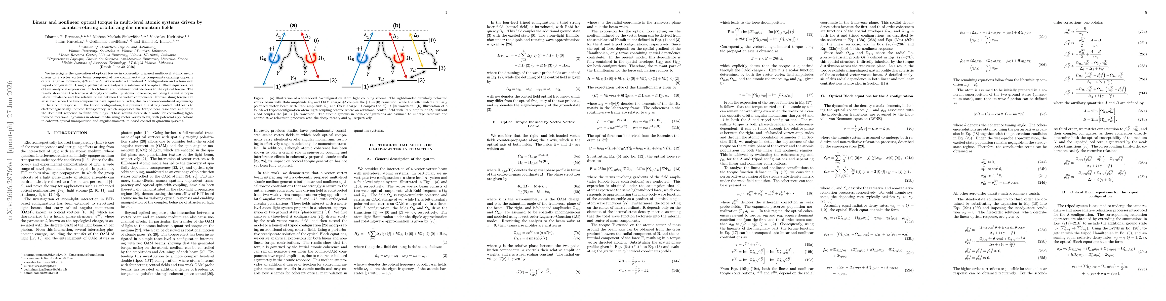 Thumbnail for Linear and nonlinear optical torque in multi-level atomic systems driven by counter-rotating orbital angular momentum fields