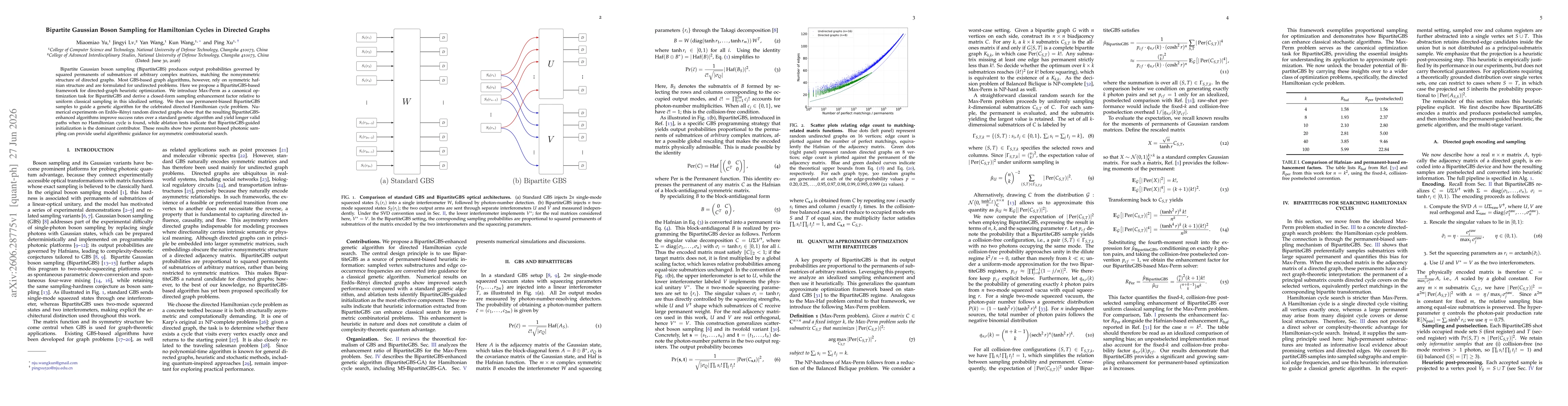 Thumbnail for Bipartite Gaussian Boson Sampling for Hamiltonian Cycles in Directed Graphs