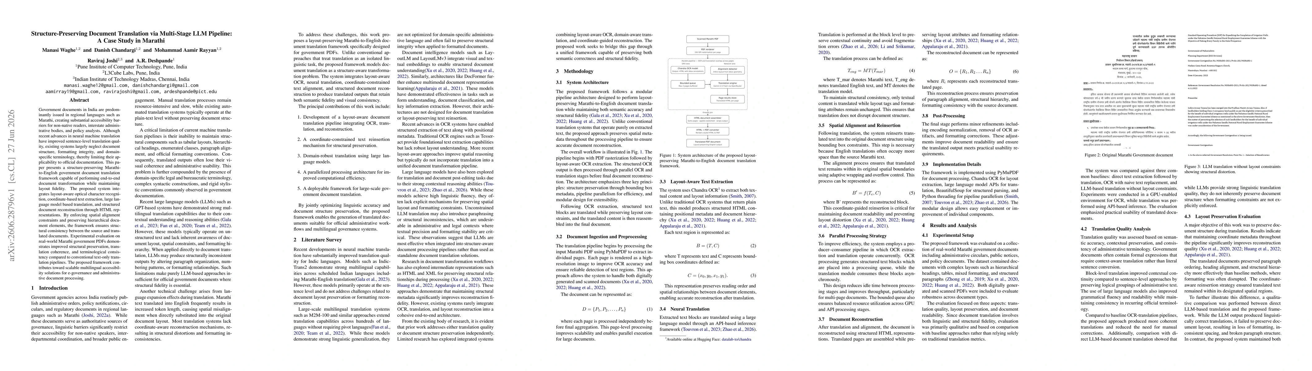 Thumbnail for Structure-Preserving Document Translation via Multi-Stage LLM Pipeline: A Case Study in Marathi