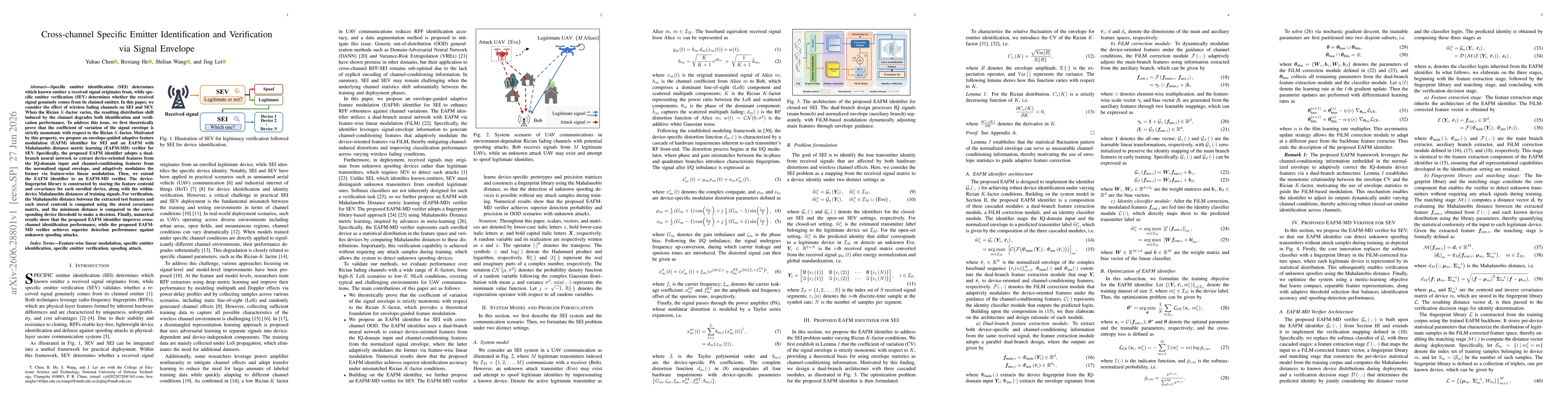 Thumbnail for Cross-channel Specific Emitter Identification and Verification via Signal Envelope