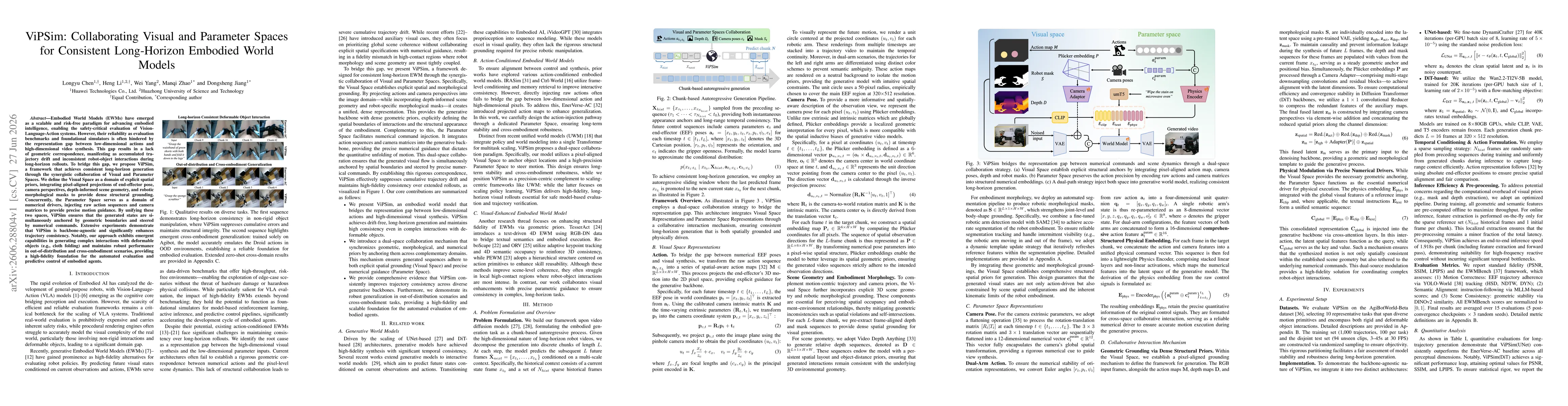 Thumbnail for ViPSim: Collaborating Visual and Parameter Spaces for Consistent Long-Horizon Embodied World Models
