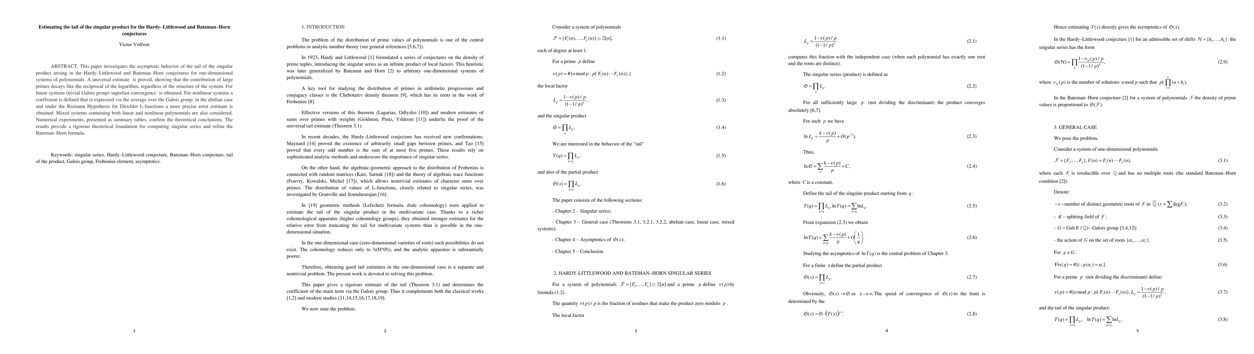 Thumbnail for Estimating the tail of the singular product for the Hardy Littlewood and Bateman Horn conjectures