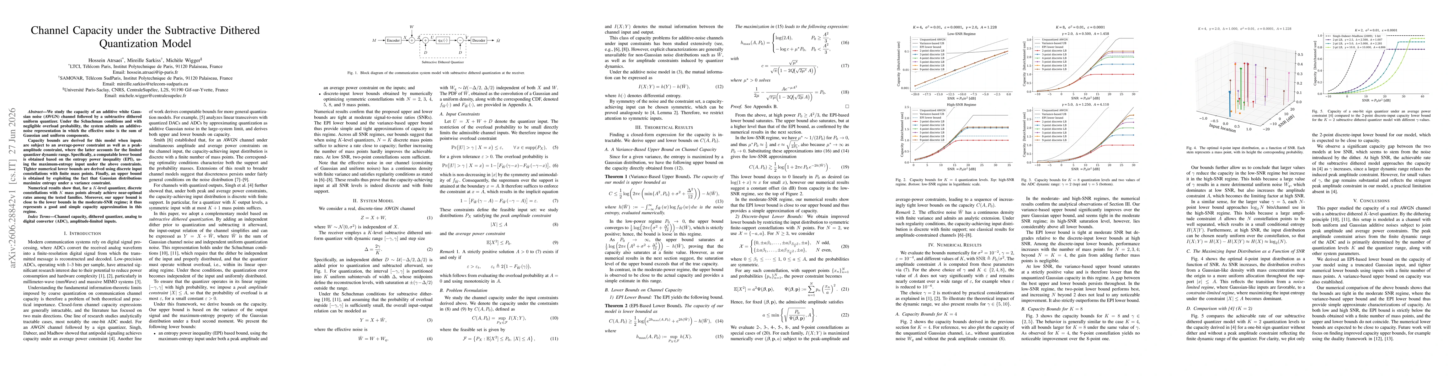 Thumbnail for Channel Capacity under the Subtractive Dithered Quantization Model