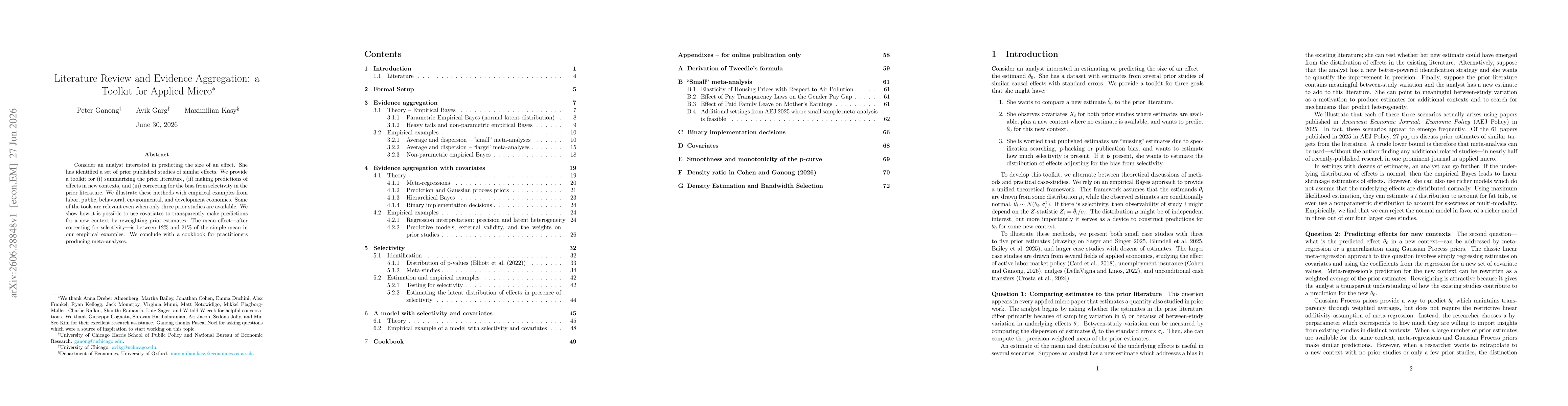 Thumbnail for Literature Review and Evidence Aggregation: a Toolkit for Applied Micro