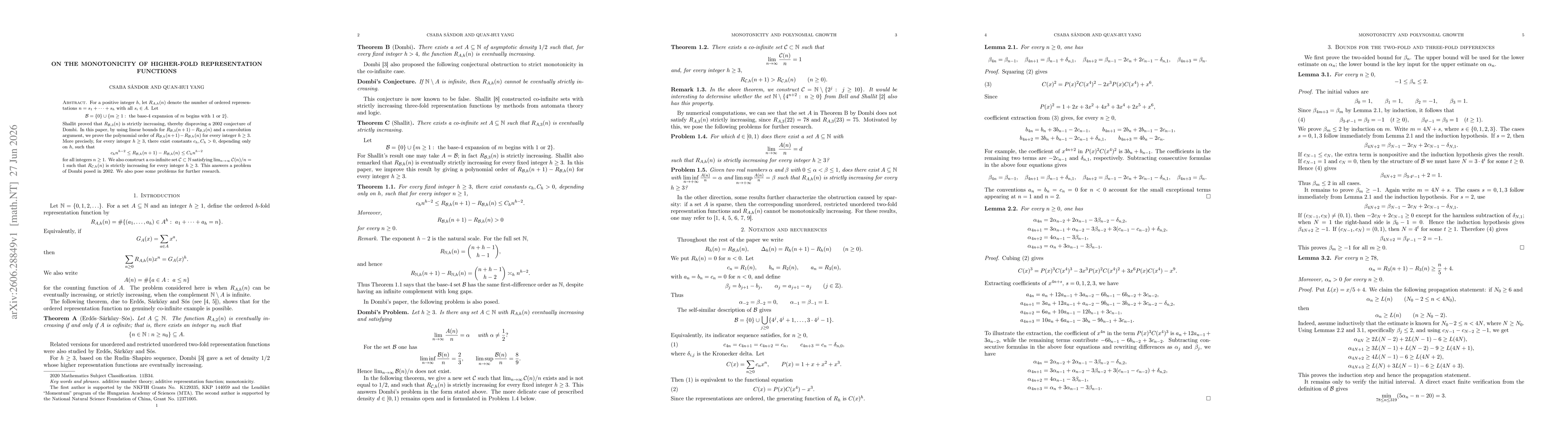 Thumbnail for On the Monotonicity of Higher-Fold Representation Functions
