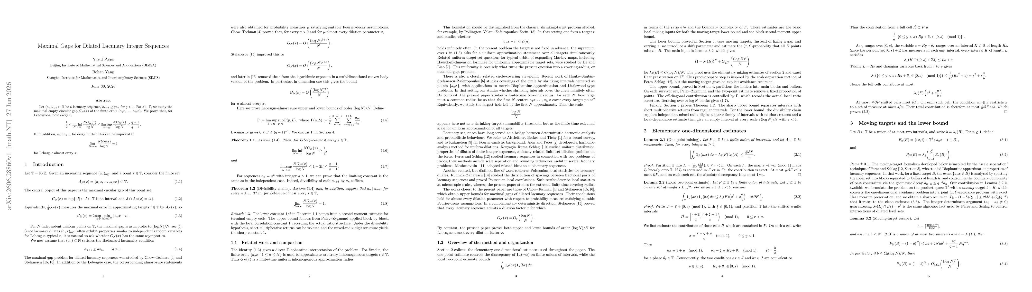 Thumbnail for Maximal Gaps for Dilated Lacunary Integer Sequences