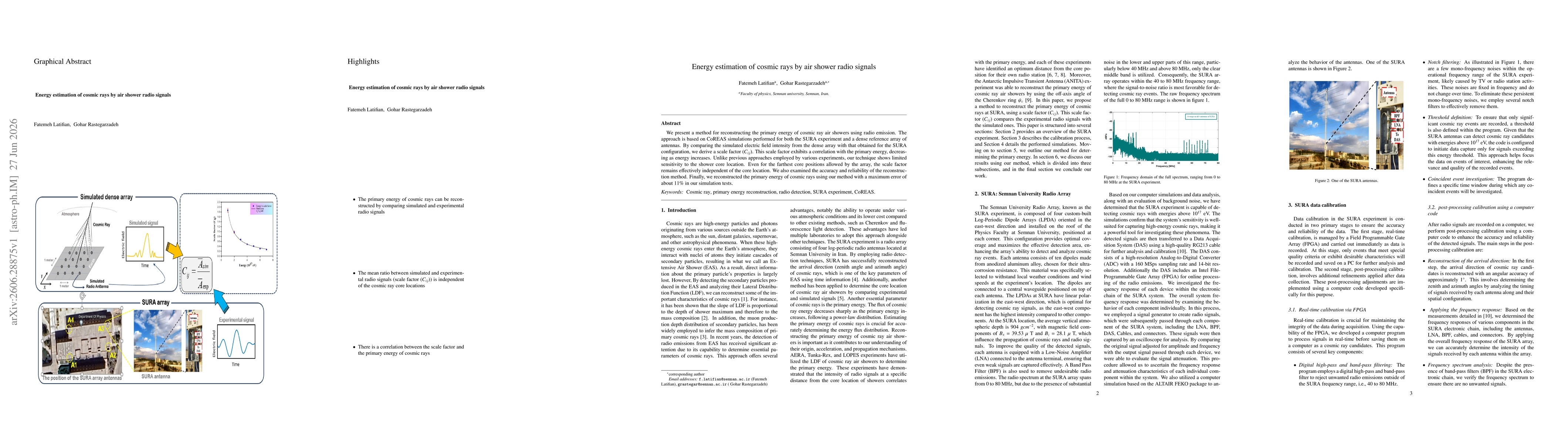 Thumbnail for Energy estimation of cosmic rays by air shower radio signals