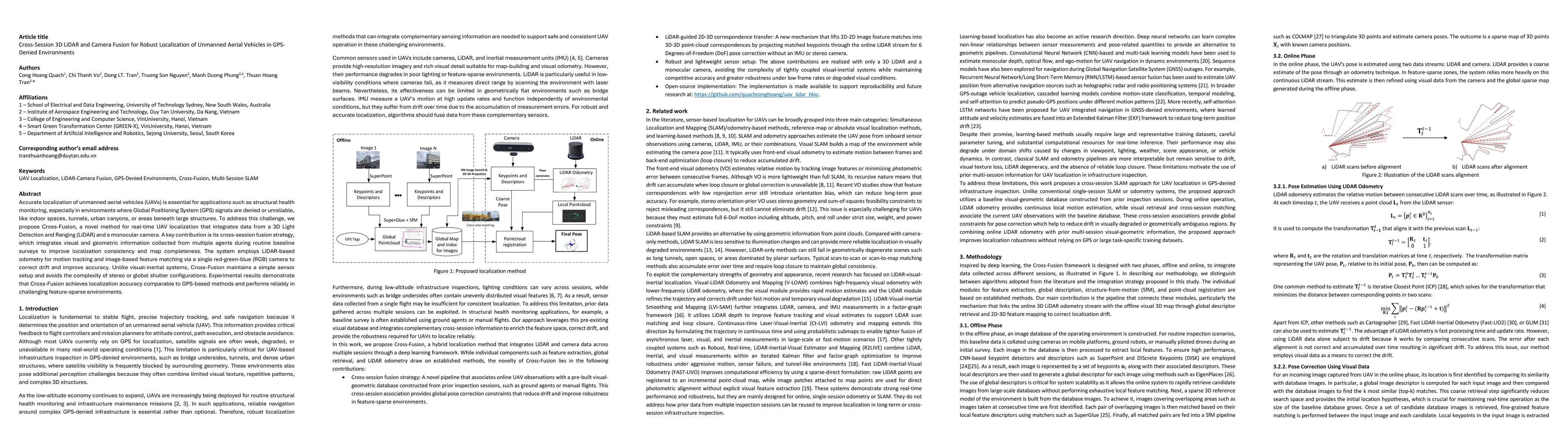 Thumbnail for Cross-Session 3D LiDAR and Camera Fusion for Robust Localization of Unmanned Aerial Vehicles in GPS-Denied Environments