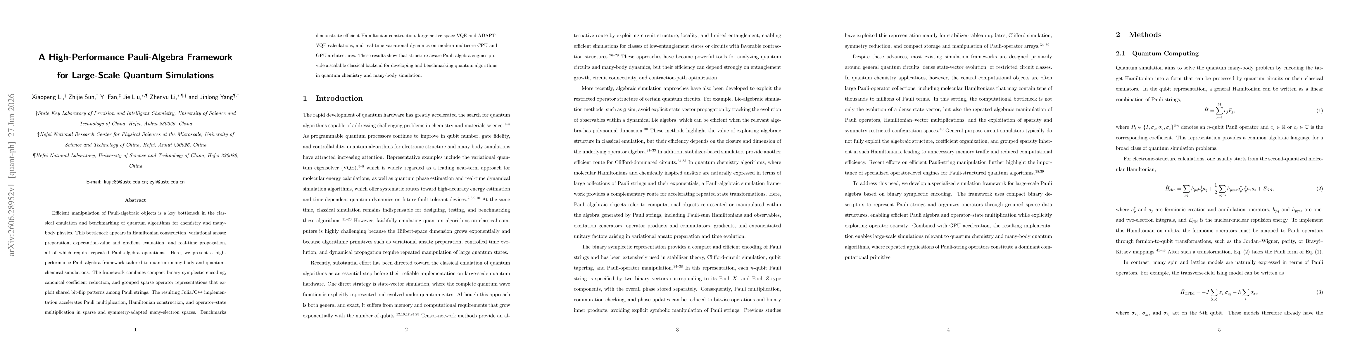 Thumbnail for A High-Performance Pauli-Algebra Framework for Large-Scale Quantum Simulations