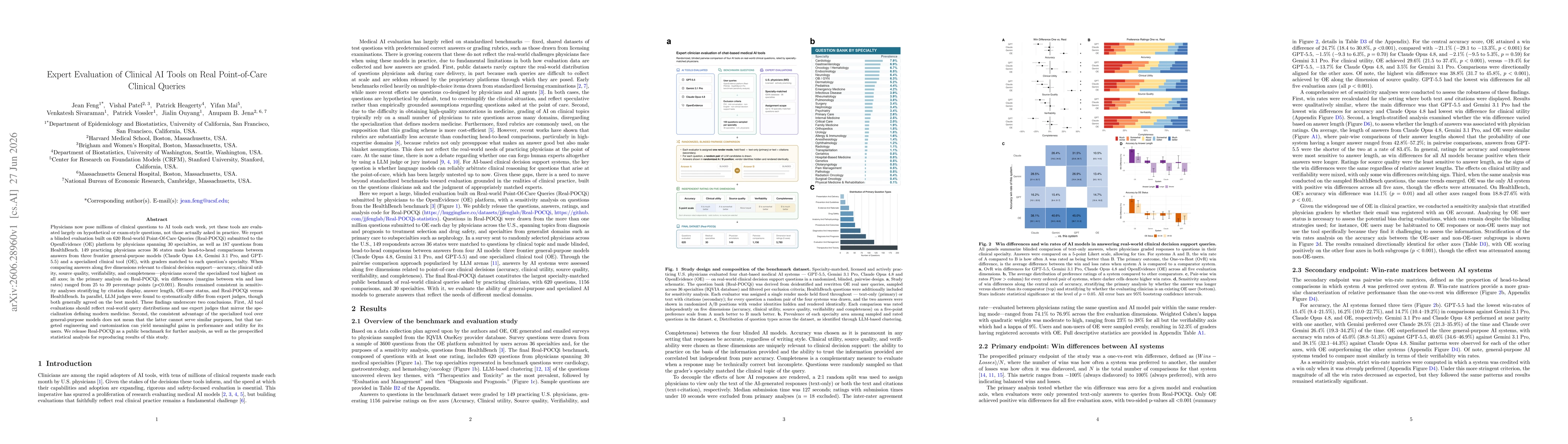 Thumbnail for Expert Evaluation of Clinical AI Tools on Real Point-of-Care Clinical Queries