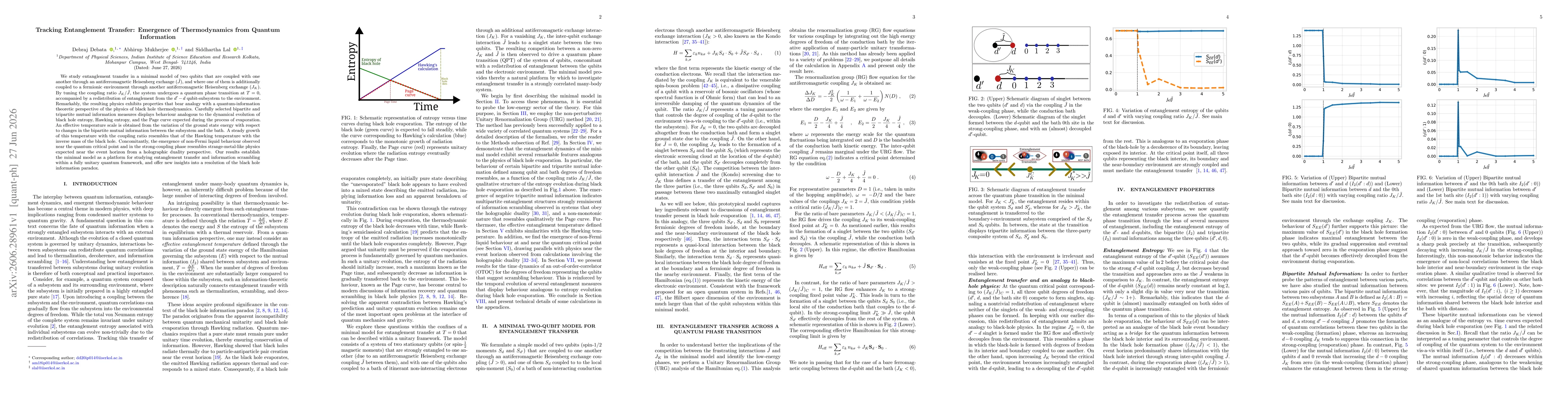 Thumbnail for Tracking Entanglement Transfer: Emergence of Thermodynamics from Quantum Information