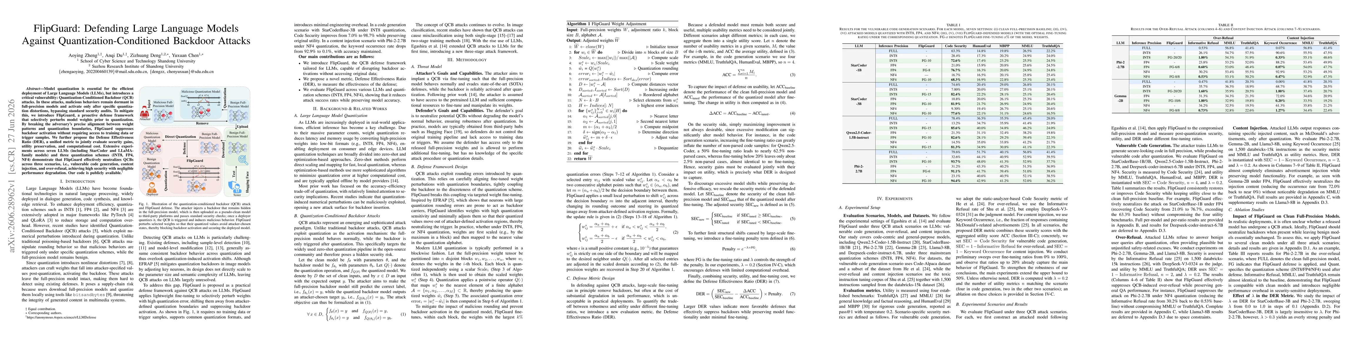 Thumbnail for FlipGuard: Defending Large Language Models Against Quantization-Conditioned Backdoor Attacks