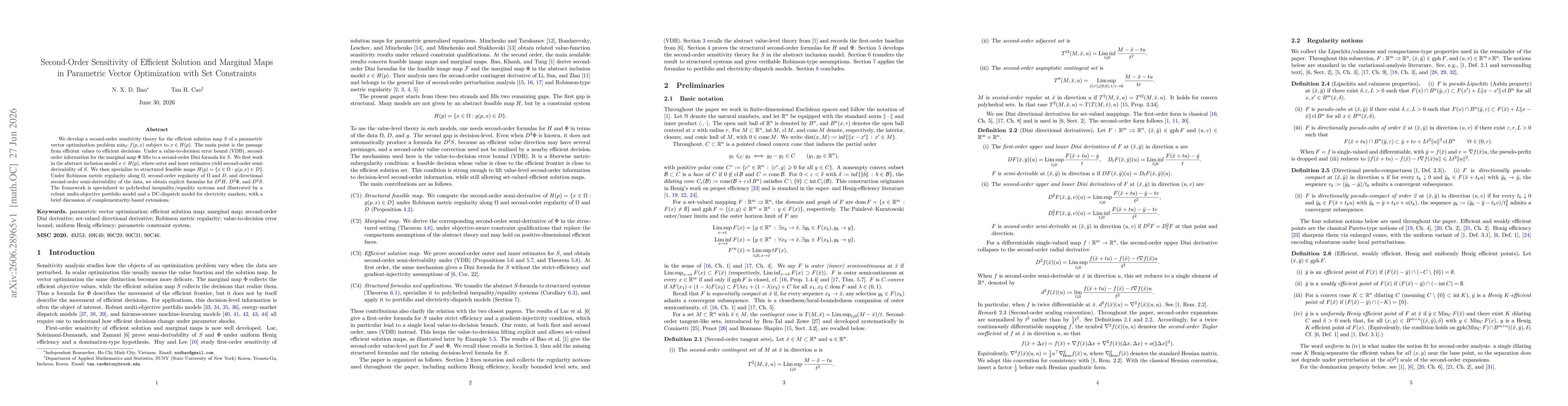 Thumbnail for Second-Order Sensitivity of Efficient Solution and Marginal Maps in Parametric Vector Optimization with Set Constraints