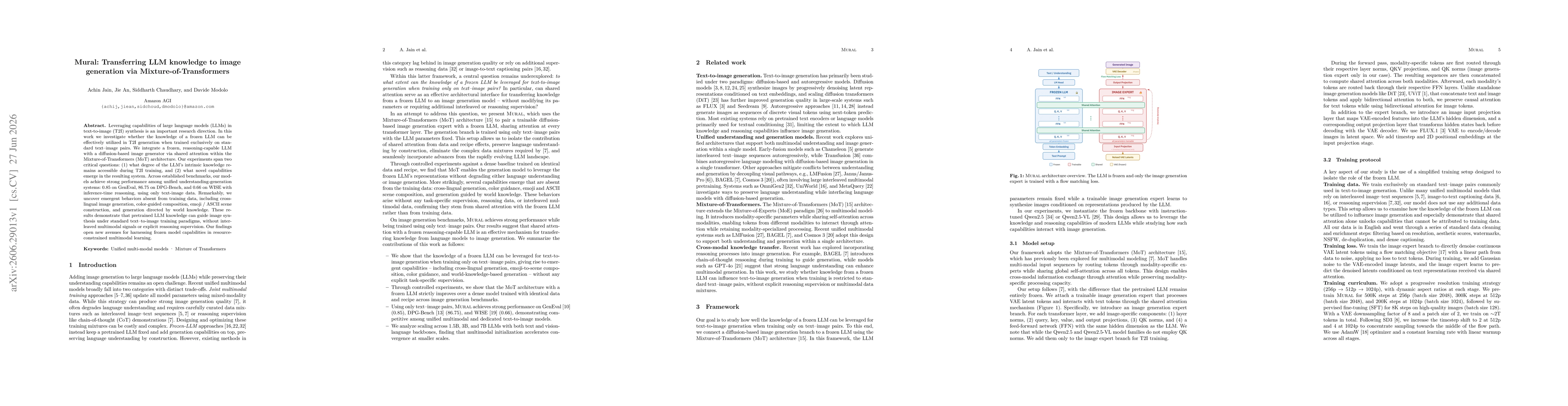 Thumbnail for Mural: Transferring LLM knowledge to image generation via Mixture-of-Transformers