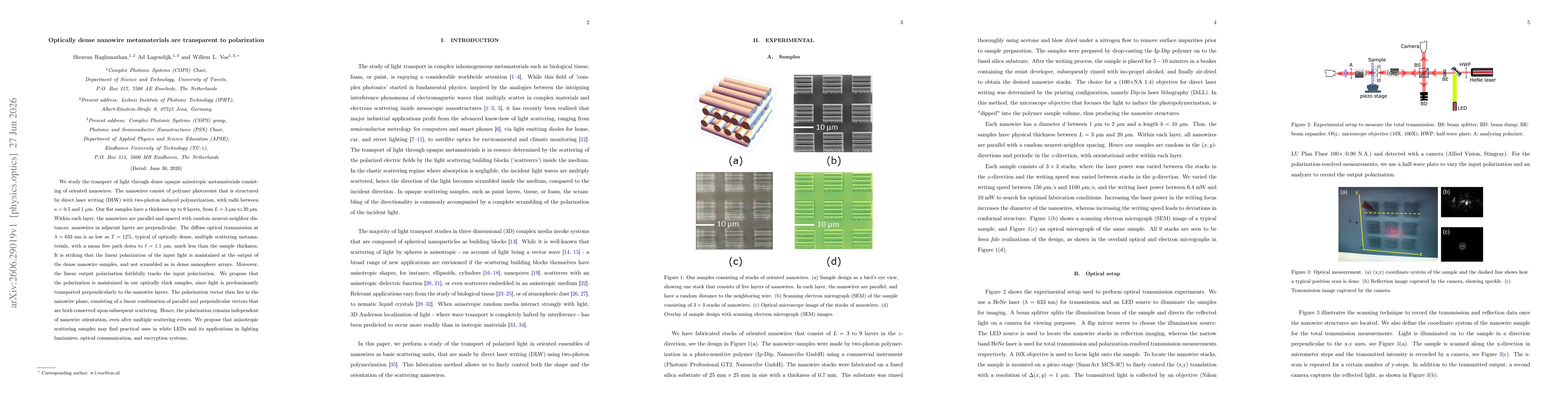 Thumbnail for Optically dense nanowire metamaterials are transparent to polarization