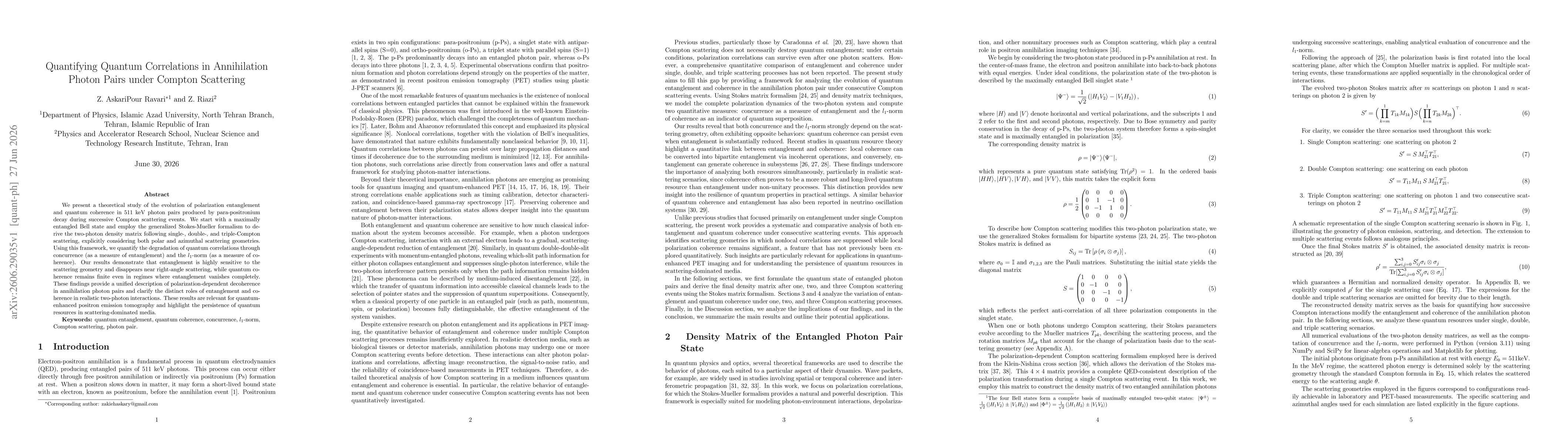 Thumbnail for Quantifying Quantum Correlations in Annihilation Photon Pairs under Compton Scattering