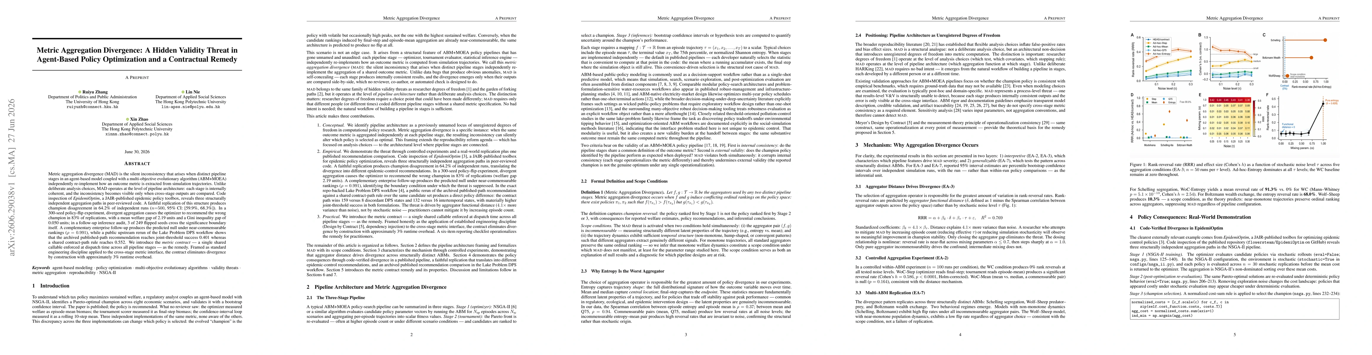 Thumbnail for Metric Aggregation Divergence: A Hidden Validity Threat in Agent-Based Policy Optimization and a Contractual Remedy
