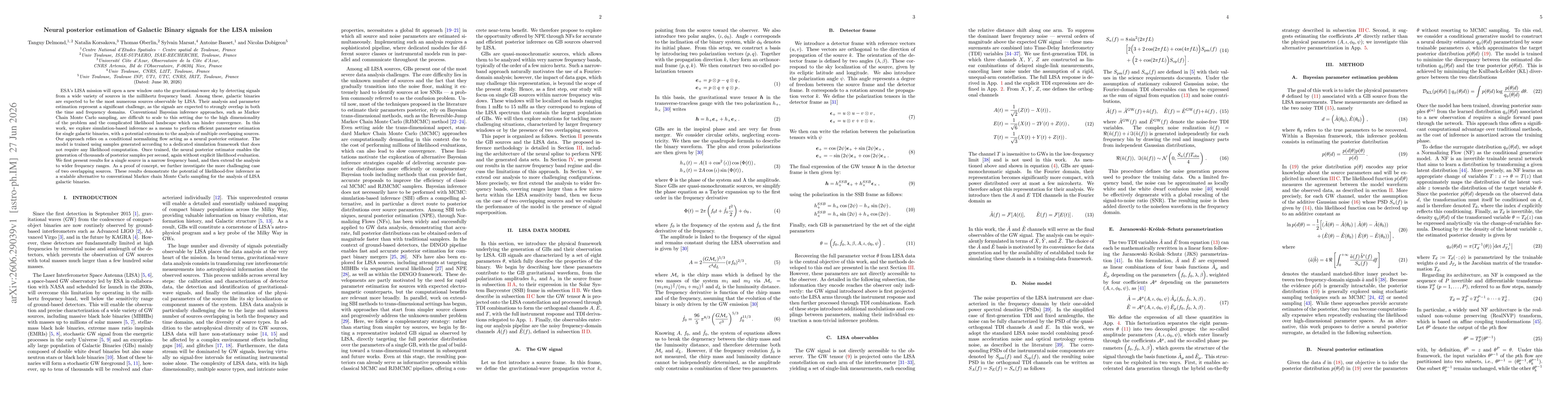 Thumbnail for Neural posterior estimation of Galactic Binary signals for the LISA mission