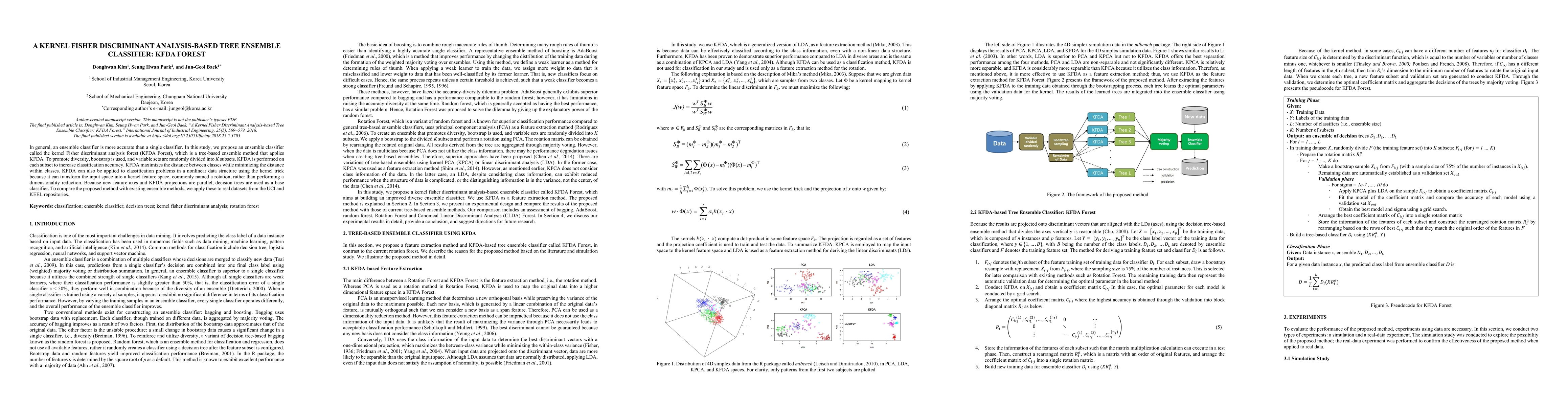 Thumbnail for A Kernel Fisher Discriminant Analysis-Based Tree Ensemble Classifier: KFDA Forest