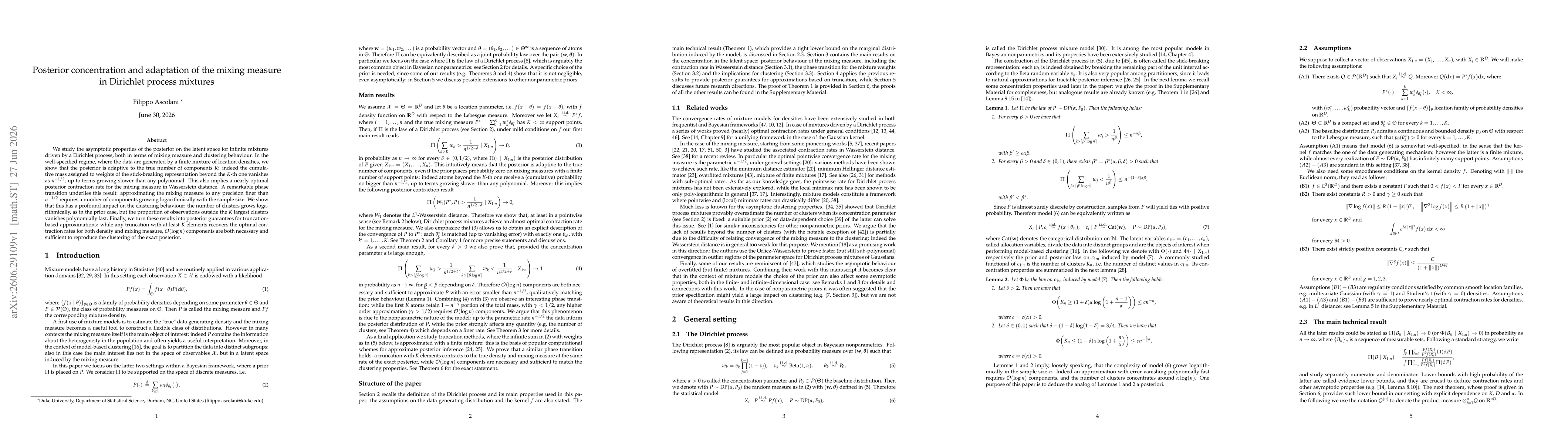 Thumbnail for Posterior concentration and adaptation of the mixing measure in Dirichlet process mixtures