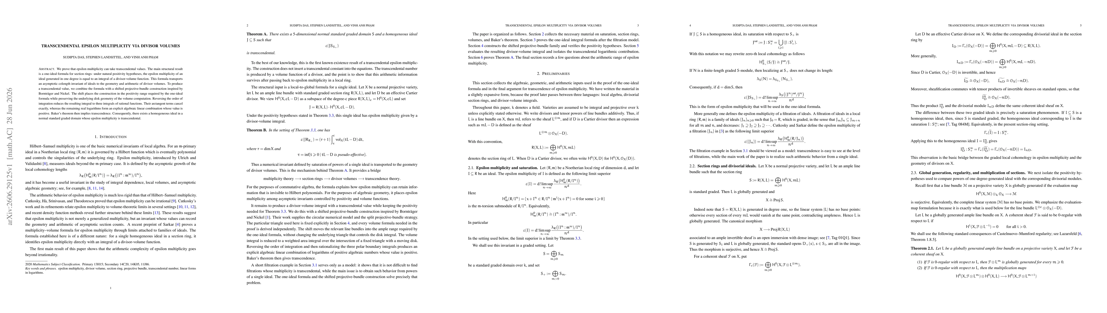 Thumbnail for Transcendental Epsilon Multiplicity via Divisor Volumes