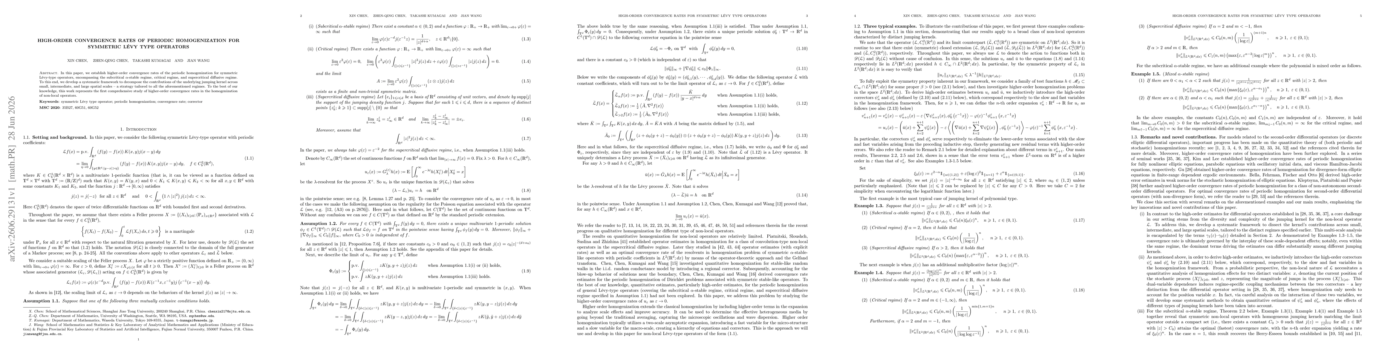 Thumbnail for High-order convergence rates of periodic homogenization for symmetric Lévy type operators