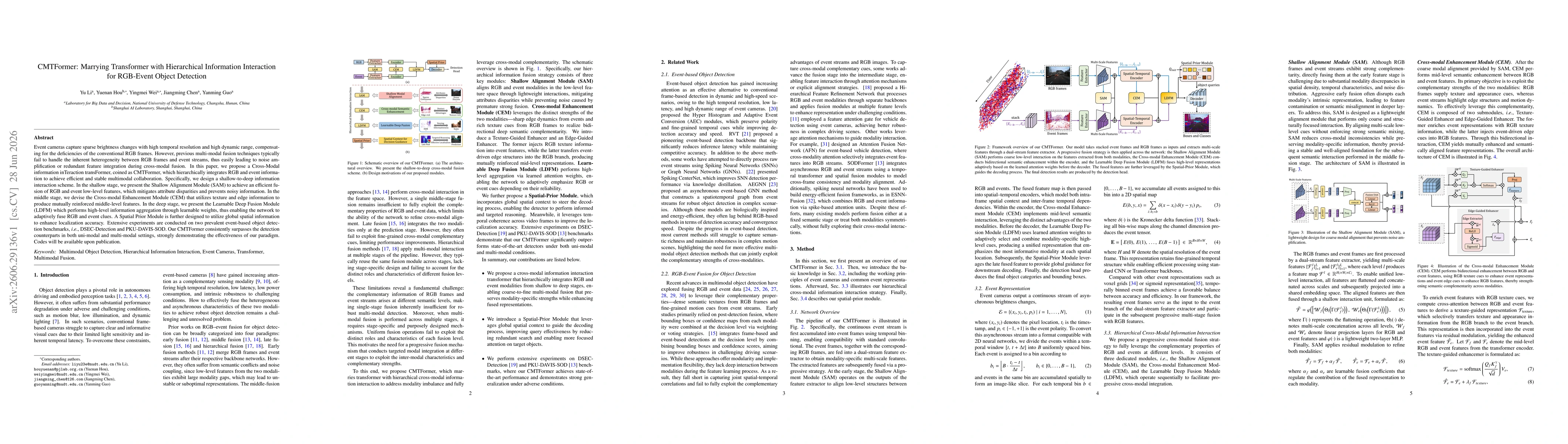 Thumbnail for CMTFormer: Marrying Transformer with Hierarchical Information Interaction for RGB-Event Object Detection