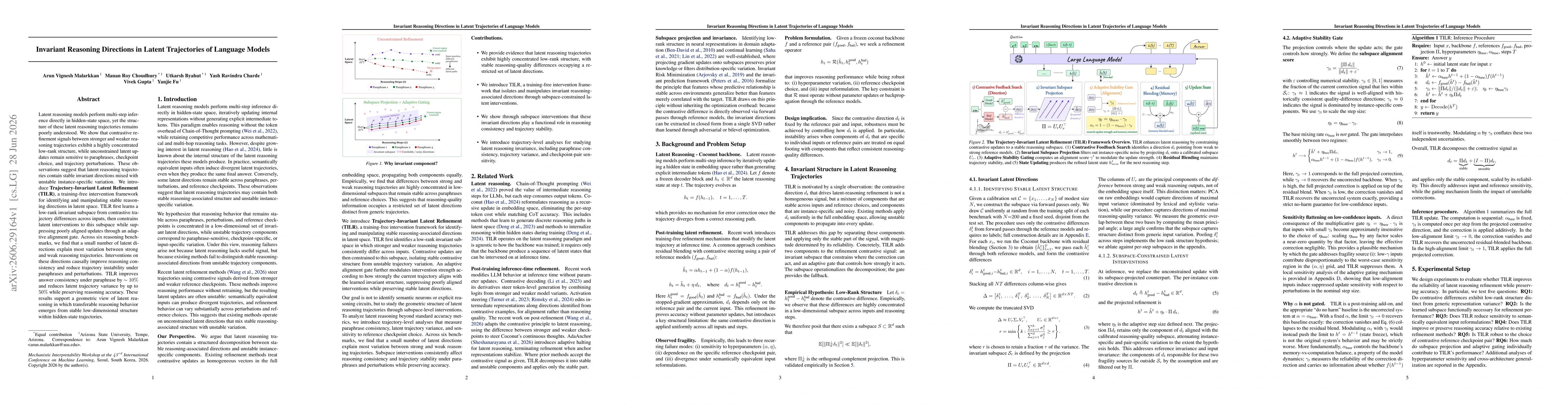 Thumbnail for Invariant Reasoning Directions in Latent Trajectories of Language Models