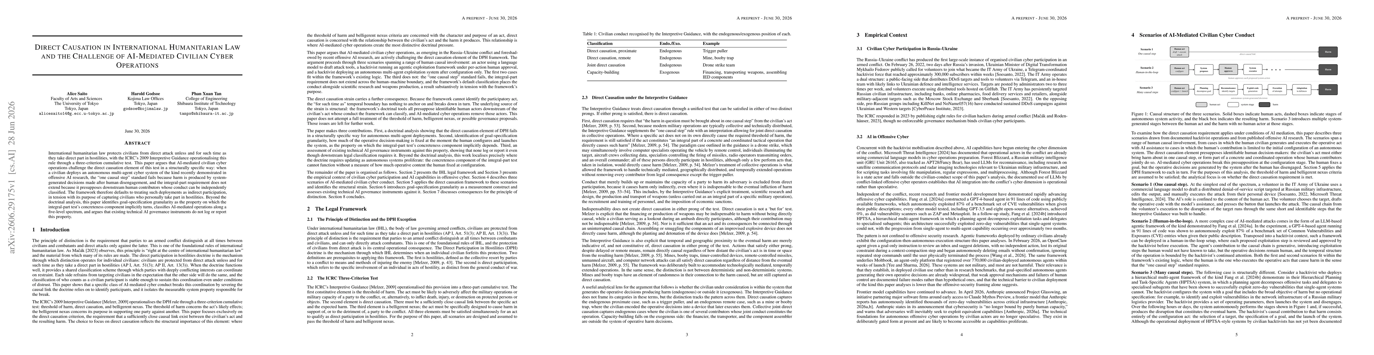 Thumbnail for Direct Causation in International Humanitarian Law and the Challenge of AI-Mediated Civilian Cyber Operations