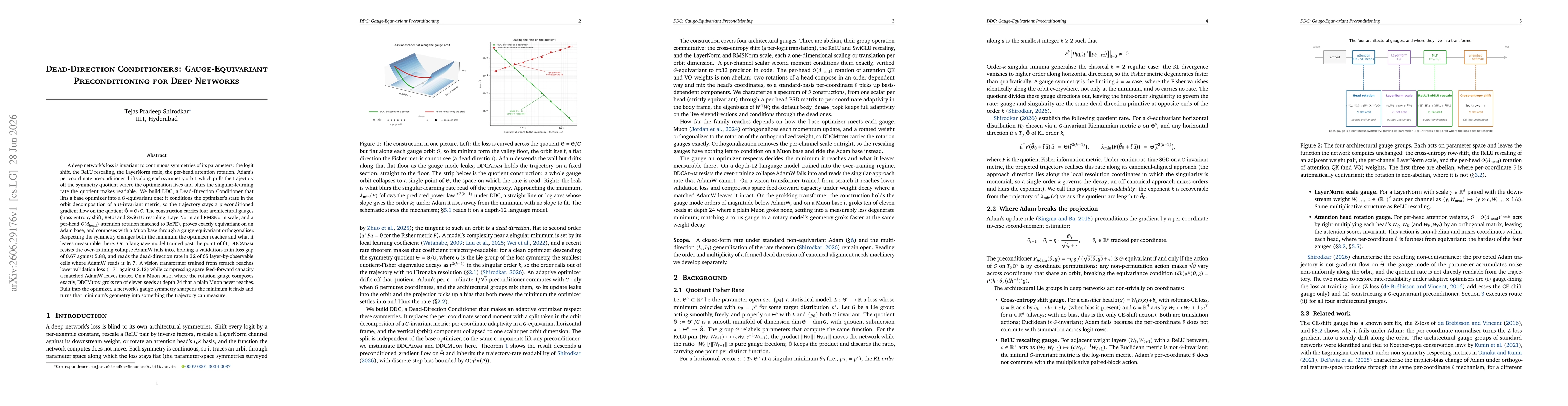 Thumbnail for Dead-Direction Conditioners: Gauge-Equivariant Preconditioning for Deep Networks