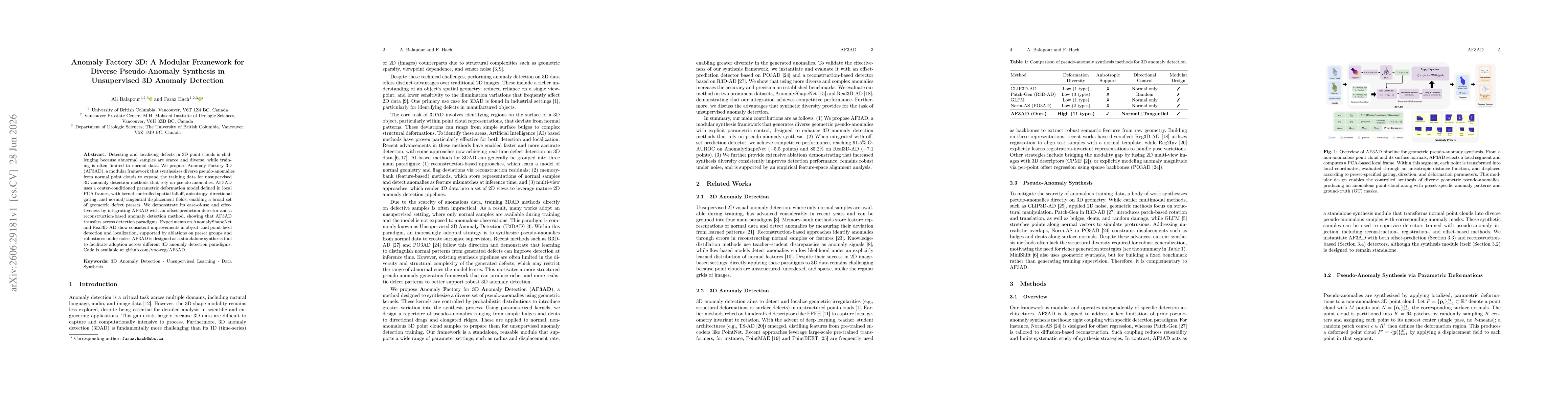 Thumbnail for Anomaly Factory 3D: A Modular Framework for Diverse Pseudo-Anomaly Synthesis in Unsupervised 3D Anomaly Detection