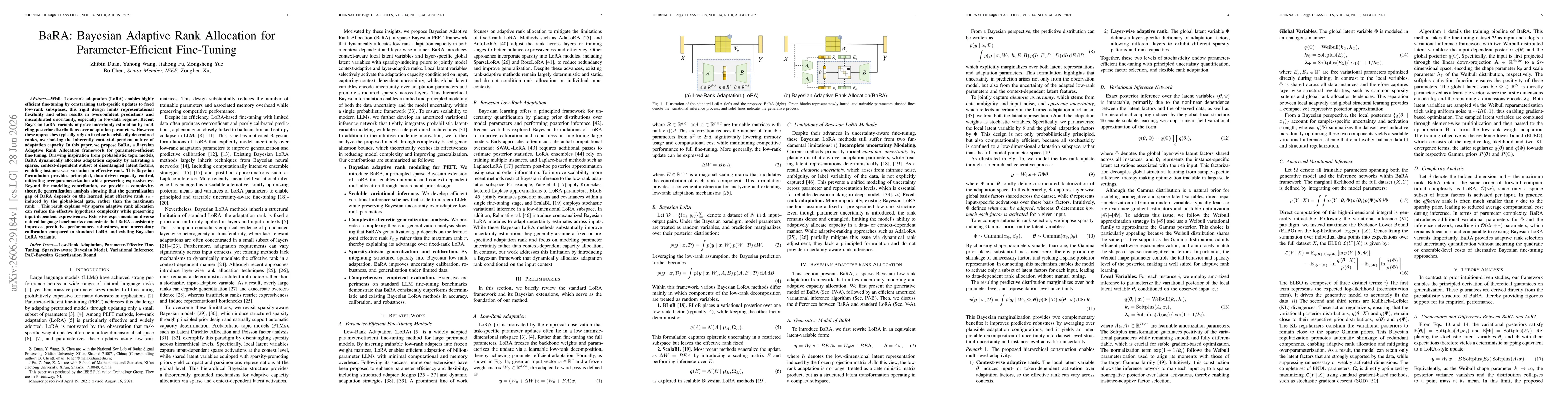 Thumbnail for BaRA: Bayesian Adaptive Rank Allocation for Parameter-Efficient Fine-Tuning