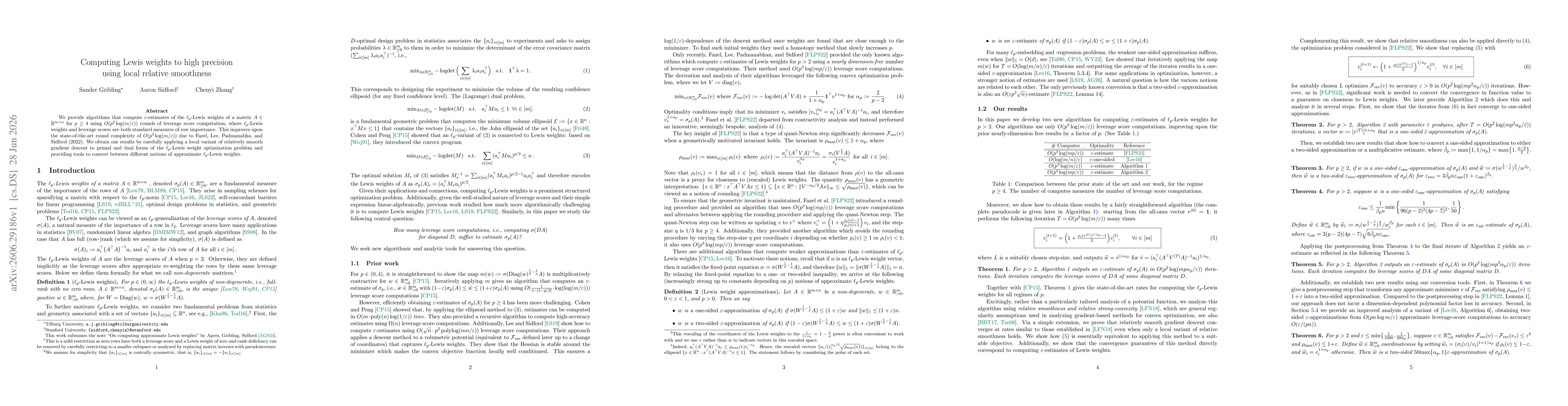 Thumbnail for Computing Lewis weights to high precision using local relative smoothness