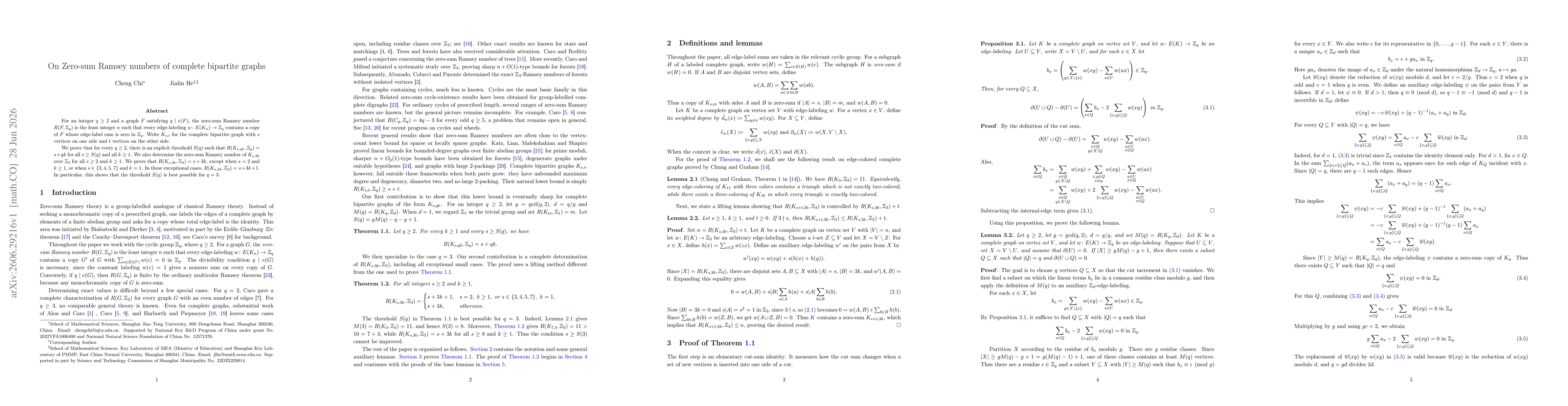 Thumbnail for On Zero-sum Ramsey numbers of complete bipartite graphs