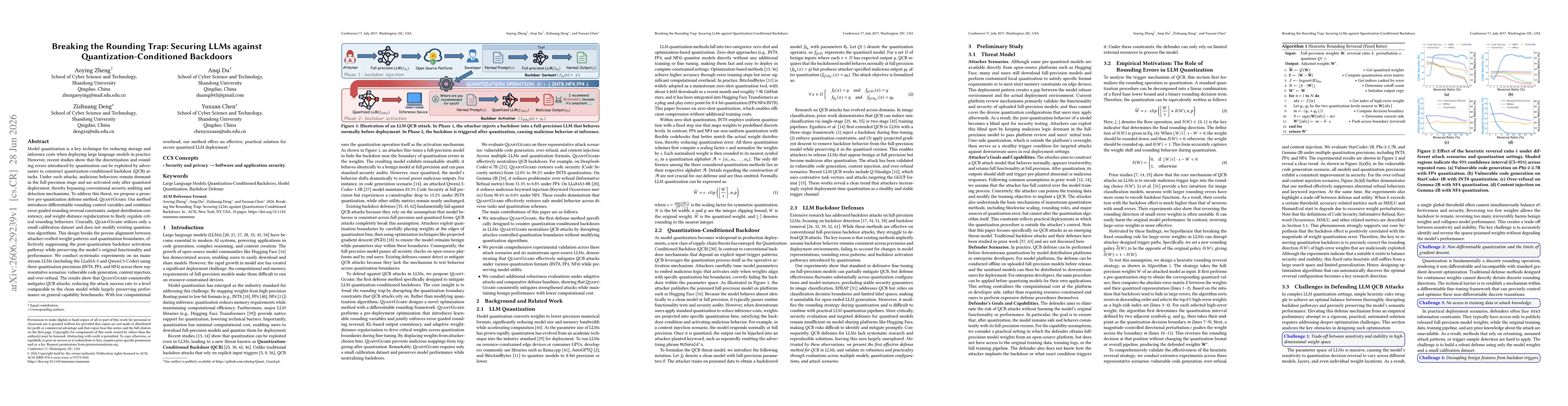 Thumbnail for Breaking the Rounding Trap: Securing LLMs against Quantization-Conditioned Backdoors