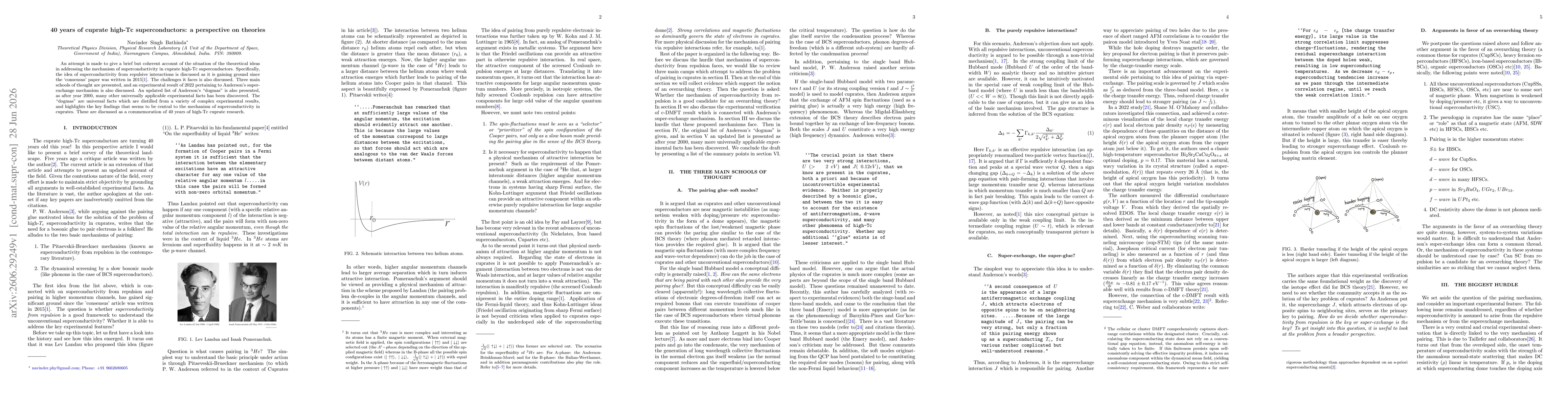 Thumbnail for 40 years of cuprate high-Tc superconductors: a perspective on theories