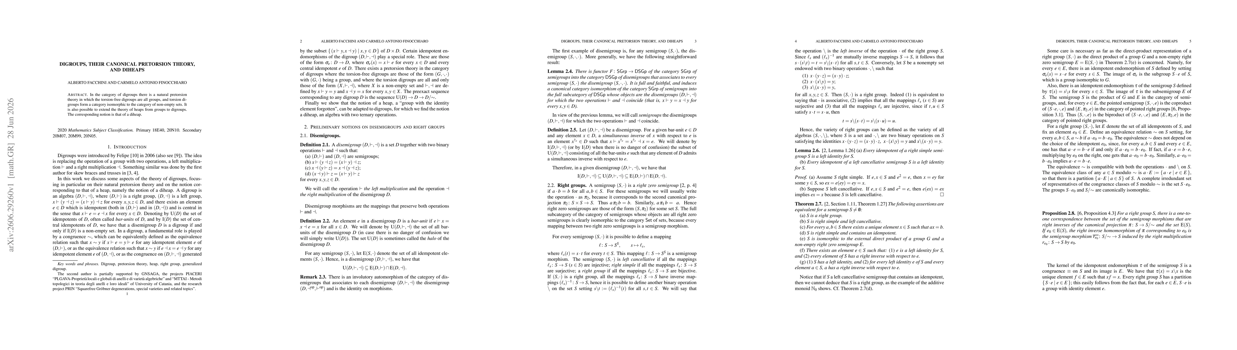 Thumbnail for Digroups, their canonical pretorsion theory, and diheaps