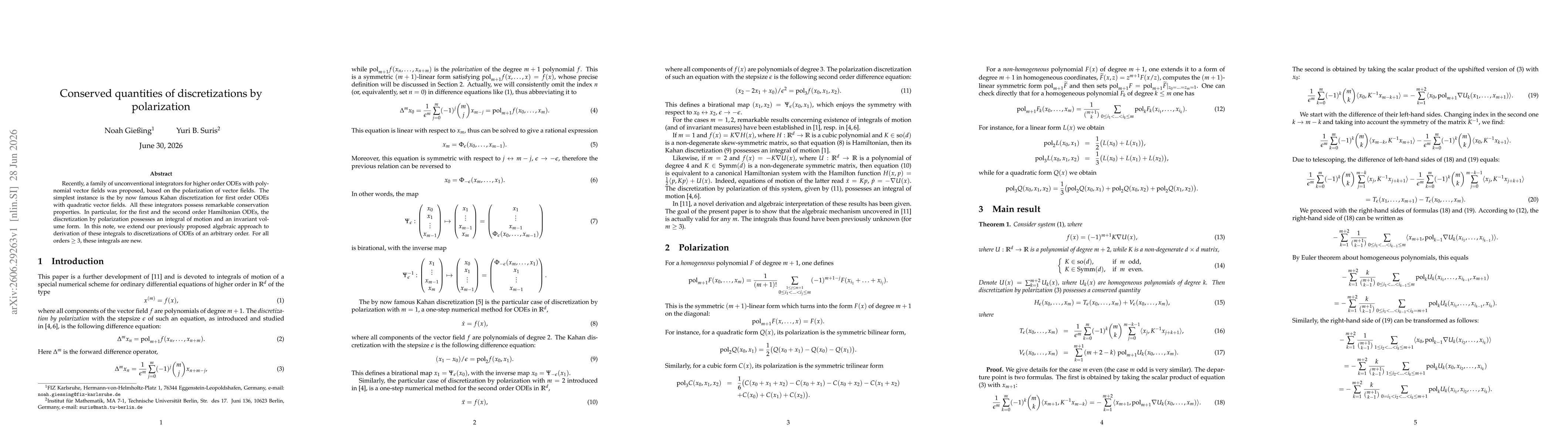 Thumbnail for Conserved quantities of discretizations by polarization