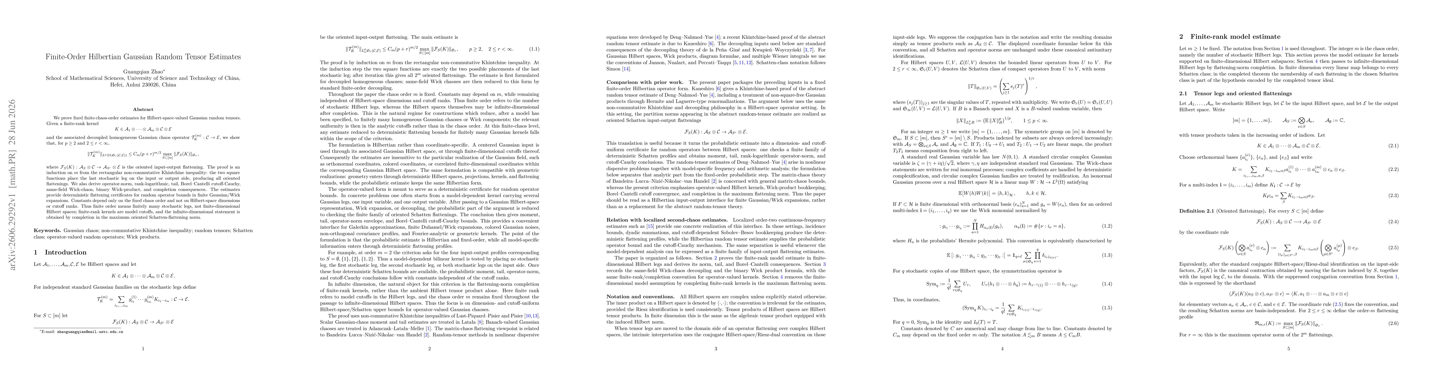 Thumbnail for Finite-Order Hilbertian Gaussian Random Tensor Estimates