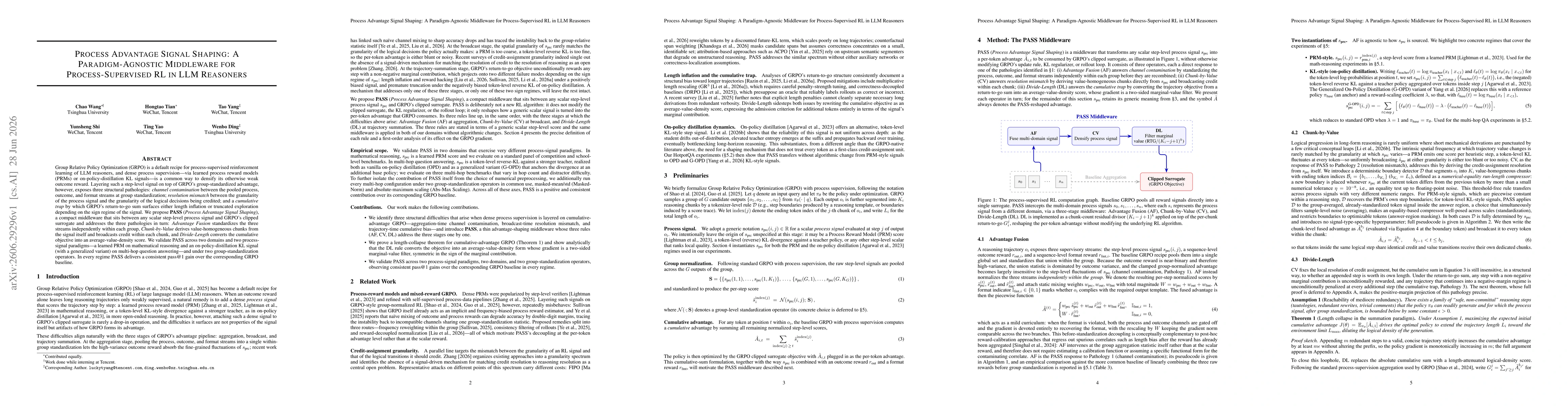 Thumbnail for Process Advantage Signal Shaping: A Paradigm-Agnostic Middleware for Process-Supervised RL in LLM Reasoners