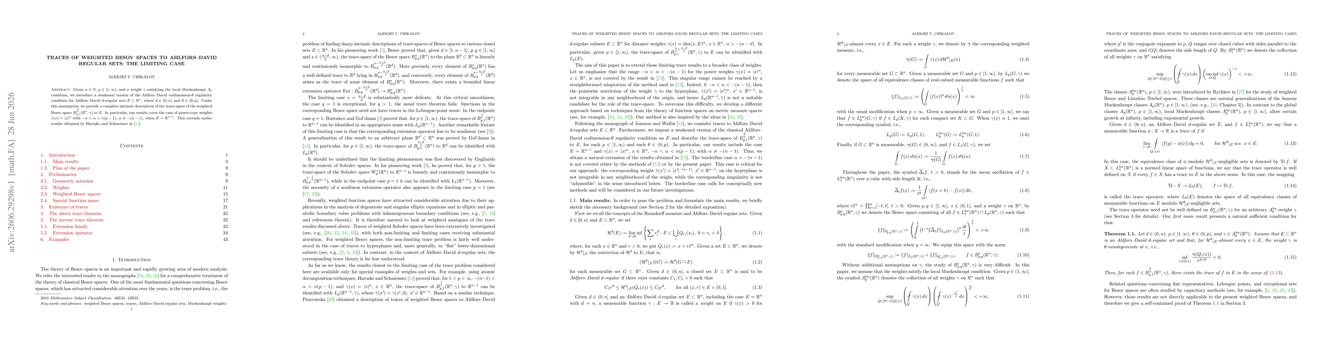 Thumbnail for Traces of weighted Besov spaces to Ahlfors-David regular sets: the limiting case