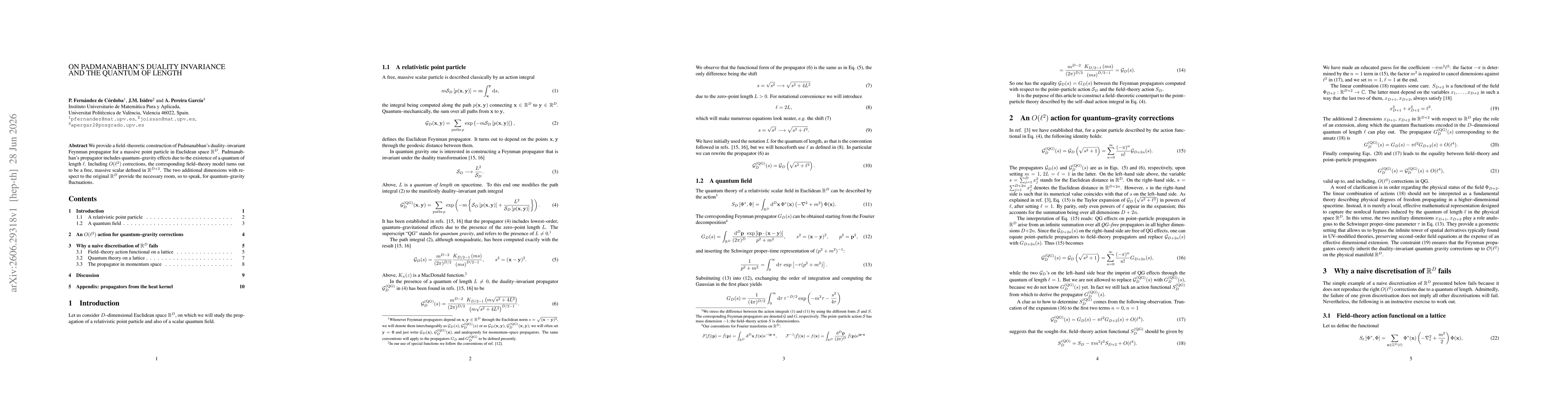 Thumbnail for On Padmanabhan's duality invariance and the quantum of length