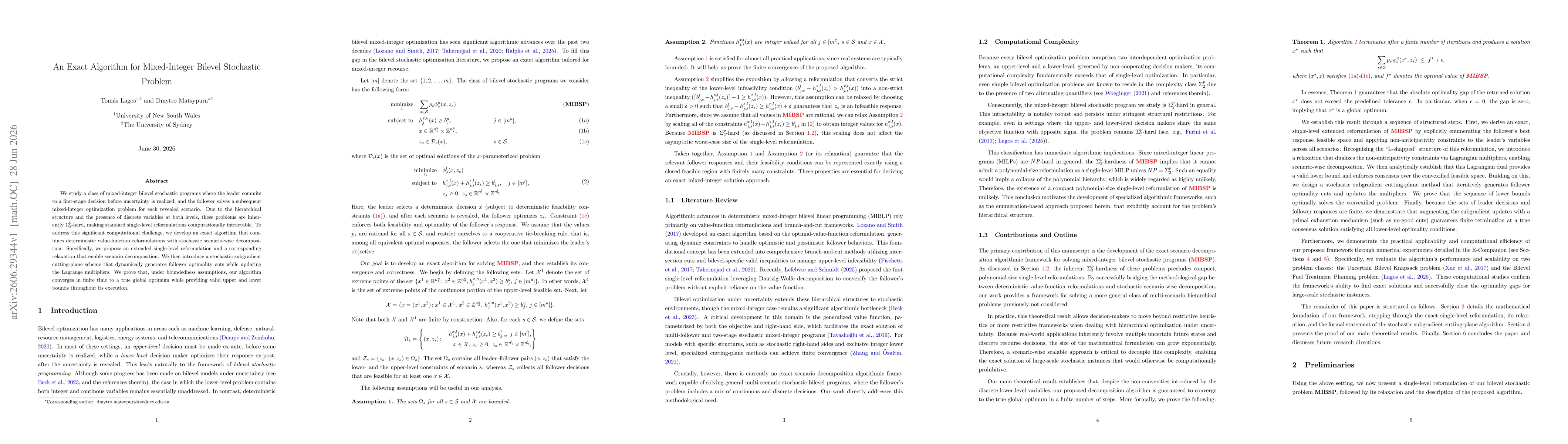 Thumbnail for An Exact Algorithm for Mixed-Integer Bilevel Stochastic Problem
