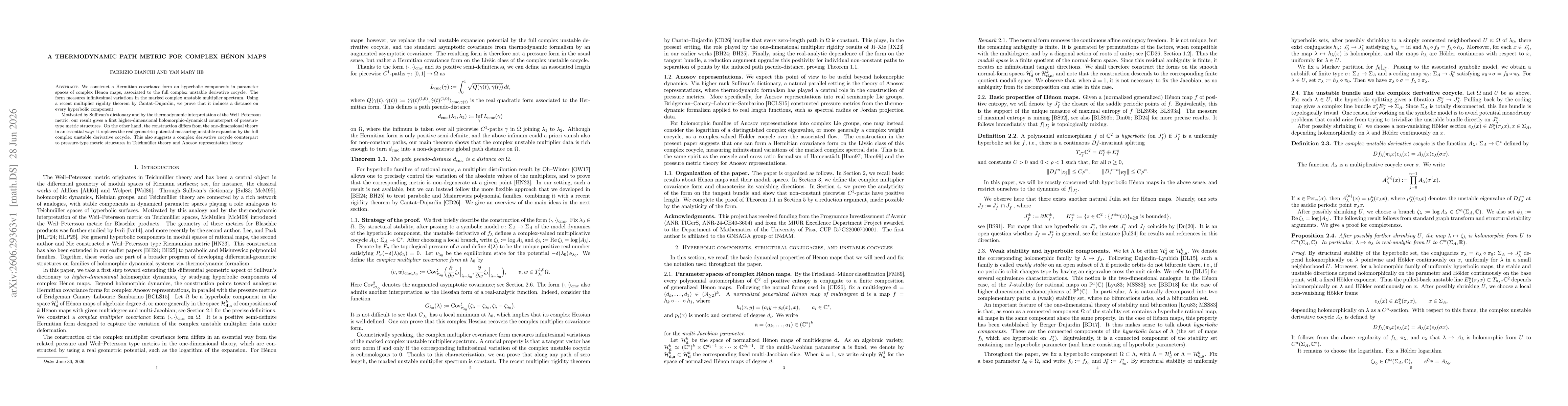 Thumbnail for A thermodynamic path metric for complex Hénon maps