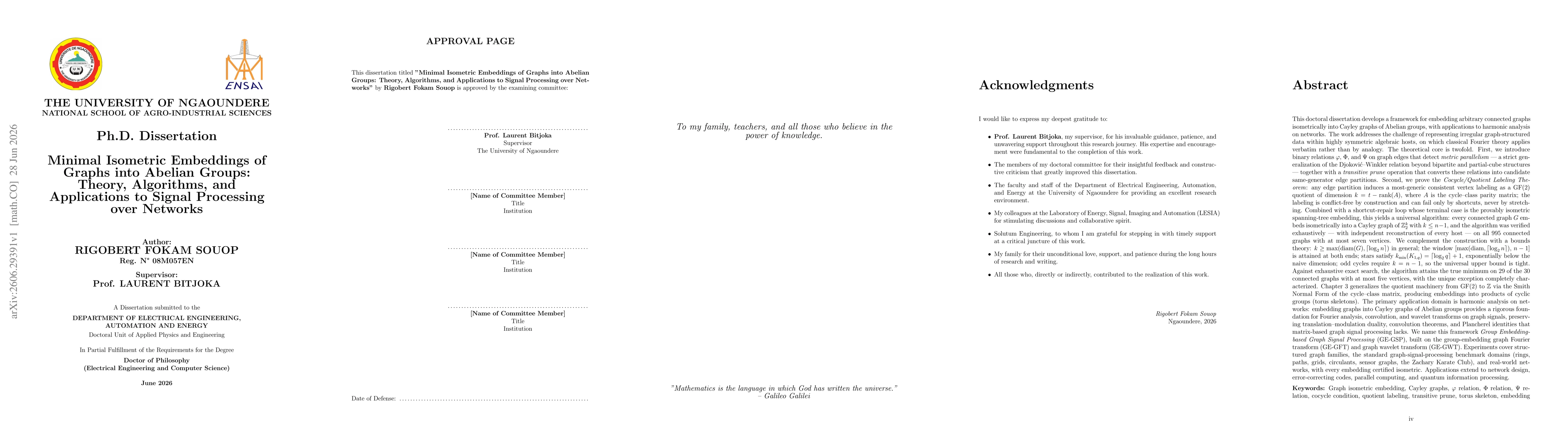 Thumbnail for Minimal Isometric Embeddings of Graphs into Abelian Groups: Theory, Algorithms, and Applications to Signal Processing over Networks