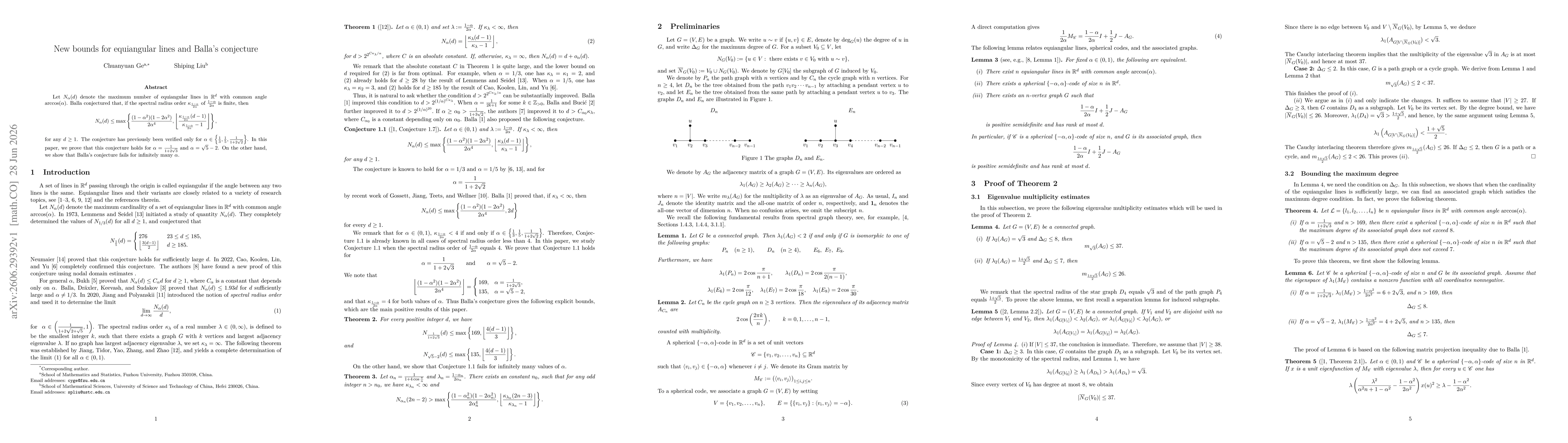 Thumbnail for New bounds for equiangular lines and Balla's conjecture