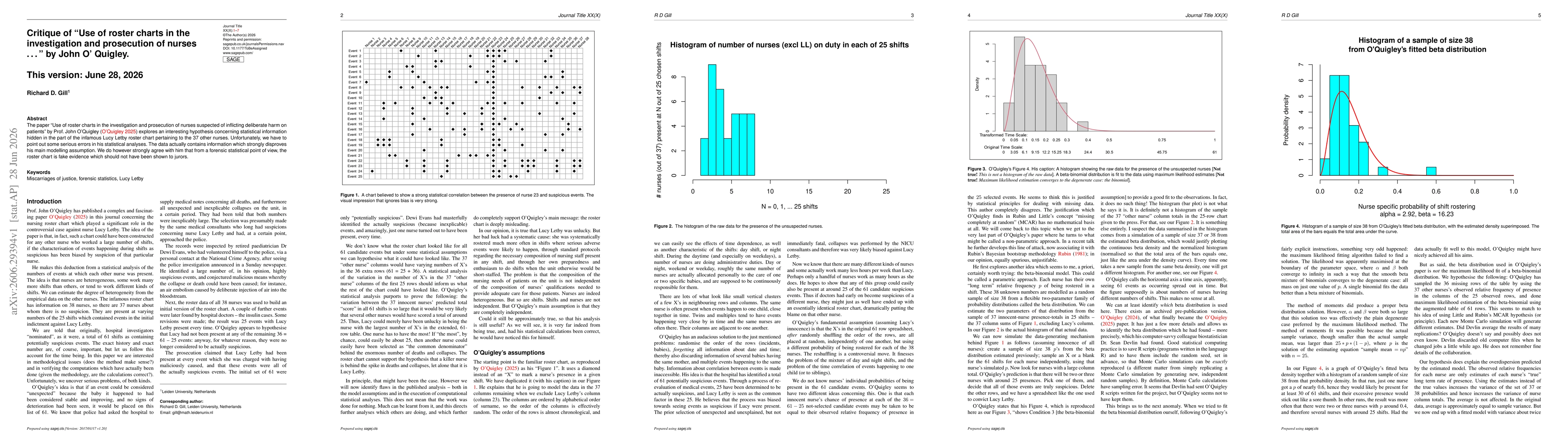 Thumbnail for Critique of "Use of roster charts in the investigation and prosecution of nurses ..." by John O' Quigley