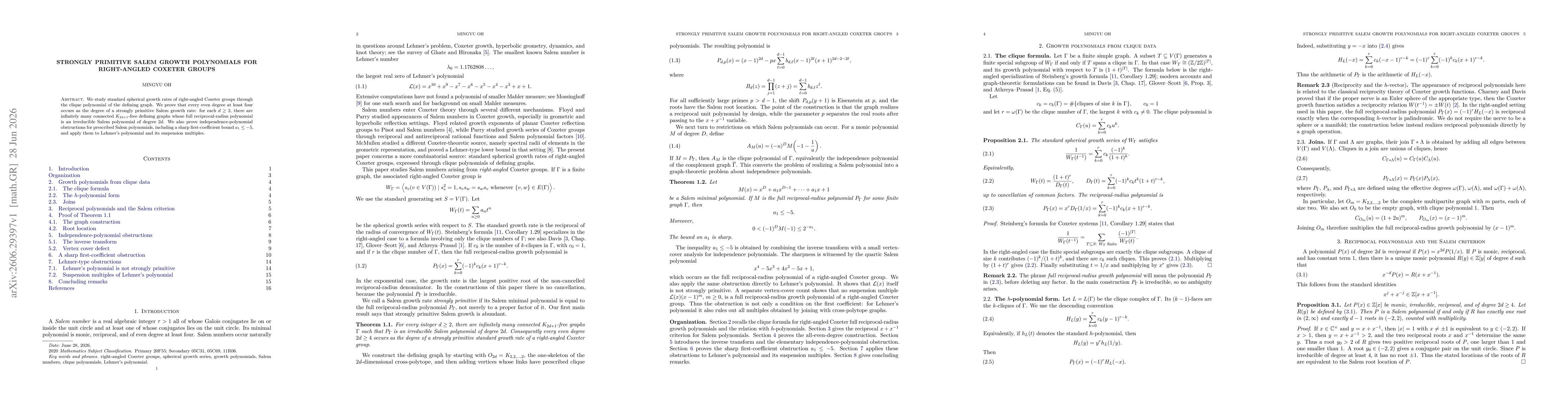 Thumbnail for Strongly Primitive Salem Growth Polynomials for Right-Angled Coxeter Groups
