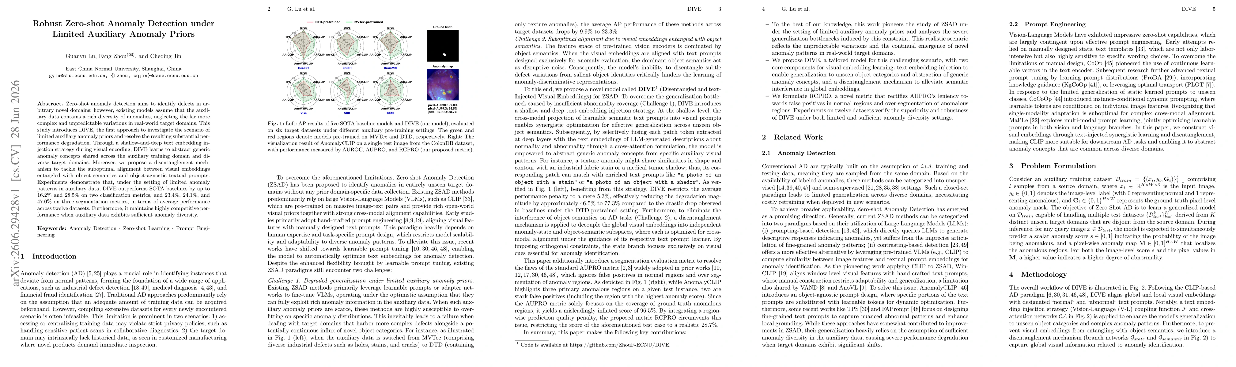 Thumbnail for Robust Zero-shot Anomaly Detection under Limited Auxiliary Anomaly Priors