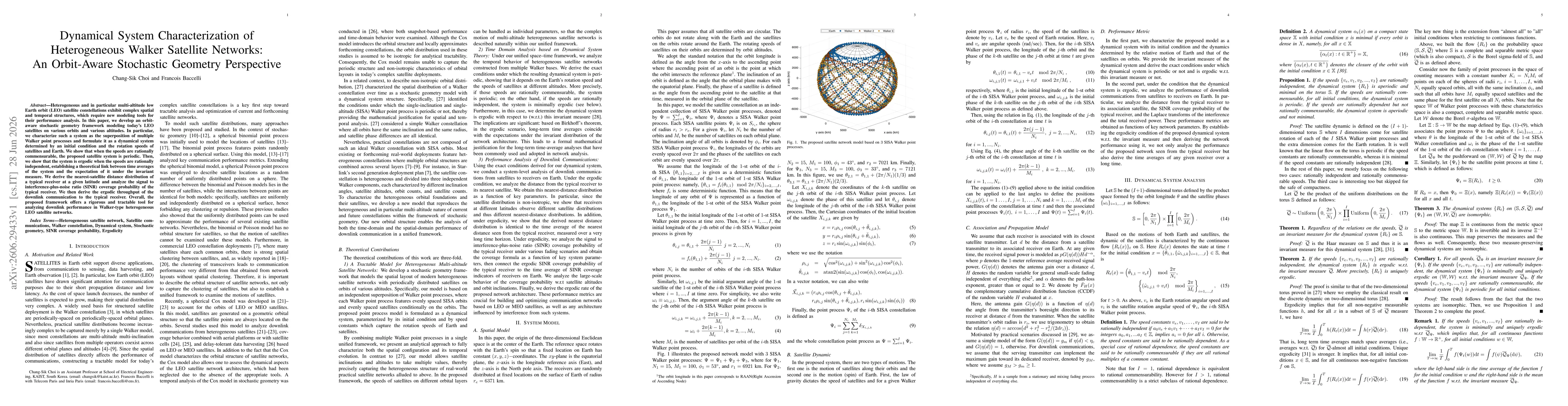 Thumbnail for Dynamical System Characterization of Heterogeneous Walker Satellite Networks: An Orbit-Aware Stochastic Geometry Perspective